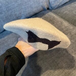 Betmar boiled wool beret with bow tan and brown